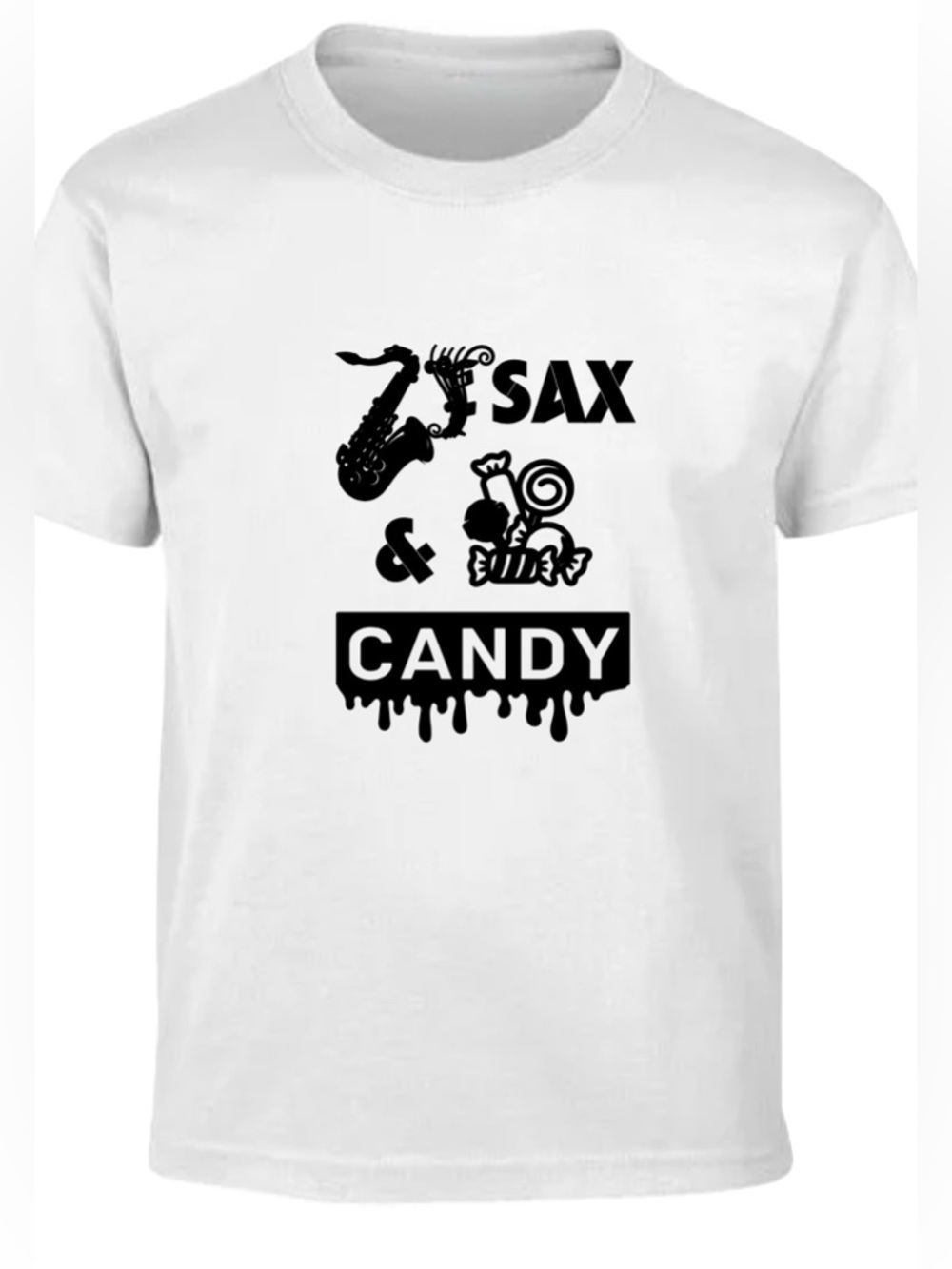 SAX & CANDY Graphic Tee - White with Black Print